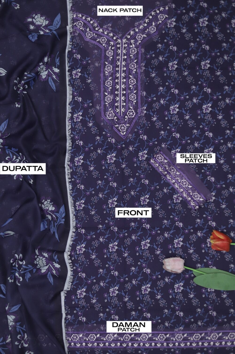 3 pc Maria B lawn suit - Image 2
